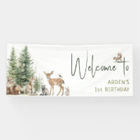 Forêt Bois Animaux Bienvenue fête d'anniversaire