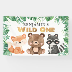 Banderoles Forêt boisée Animaux sauvages Un Anniversaire Bann