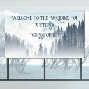 Banderoles Forêt de brouillard grise de montagne Mariage sauv