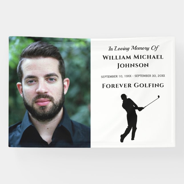 Banderoles Forever Golfing Custom Photo Funérailles commémora (Horizontal)
