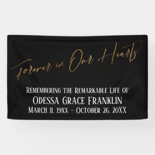 Banderoles Forever in Our Hearts Gold écriture manuscrite sur