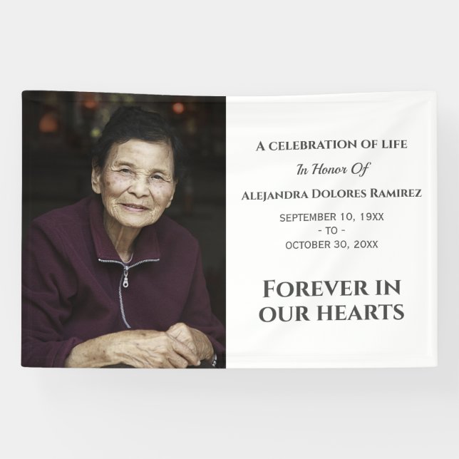 Banderoles Forever In Our Hearts Modern Custom Photo Memorial (Horizontal)