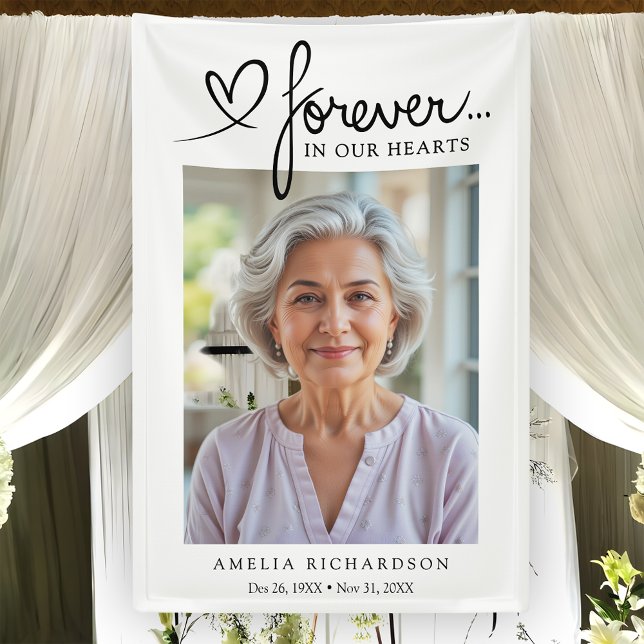 Banderoles Forever In Our Hearts Photo Funeral Anniversaries (Créateur téléchargé)