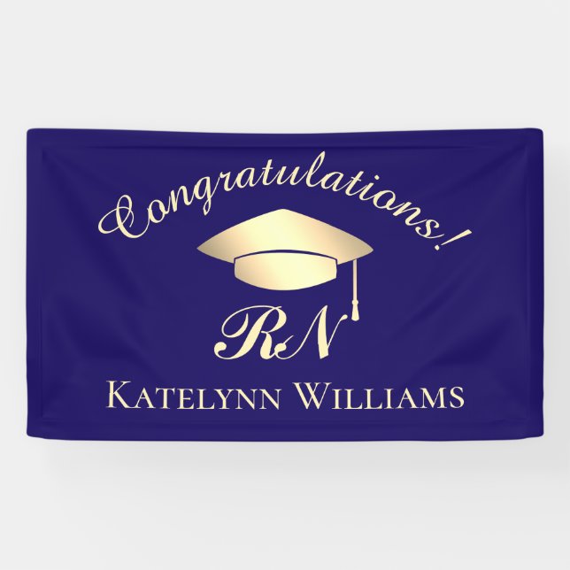 Banderoles Formal Blue Gold Nurse Médicale Graduation Party (Horizontal)
