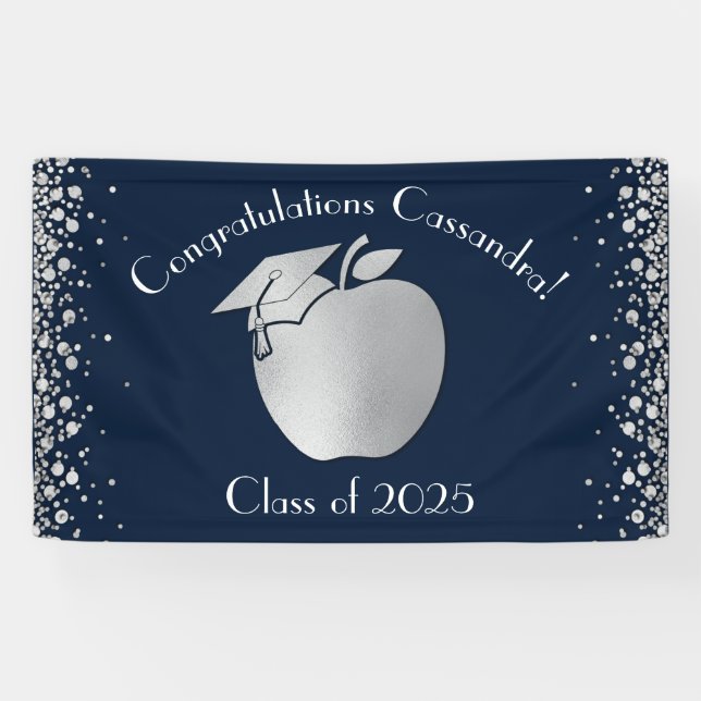 Banderoles Formation des enseignants Diplôme Marine Blue Silv (Horizontal)