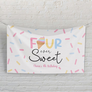 Banderoles Four Ever Sweet Ice Cream 4e fête d'anniversaire
