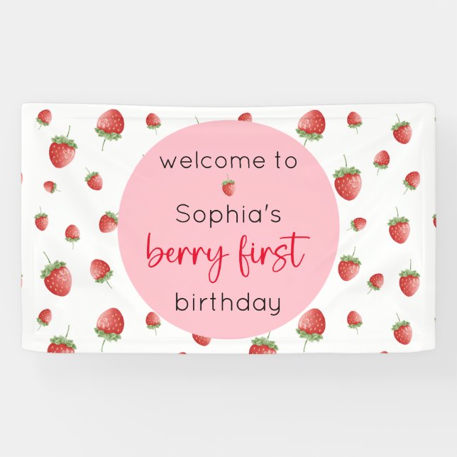 Banderoles fraise 1er anniversaire Berry 1er (Horizontal)