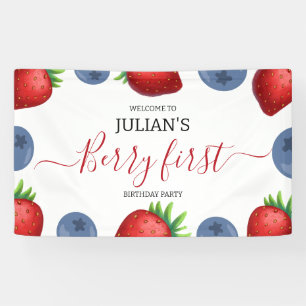Banderoles Fraise Berry Première Fille 1er fête d'anniversair
