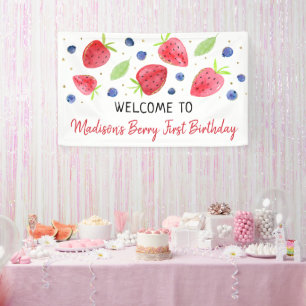 Banderoles Fraise bleuet Berry Sweet Anniversaire