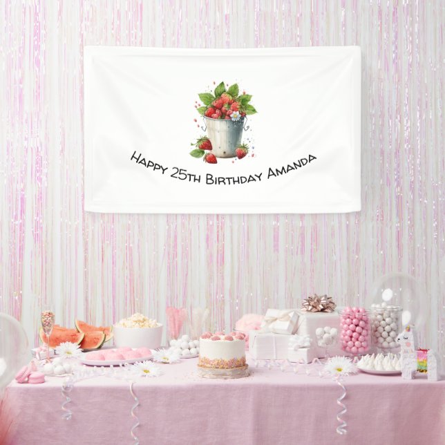 Banderoles Fraises dans un seau Anniversaire (Fête)