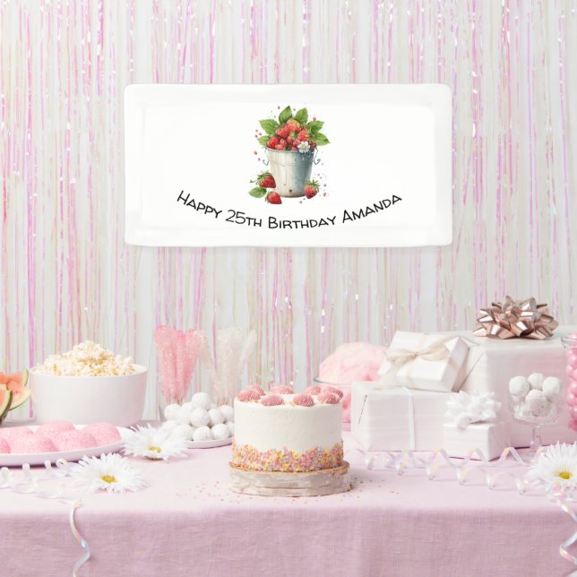 Banderoles Fraises dans un seau Anniversaire (Fête)