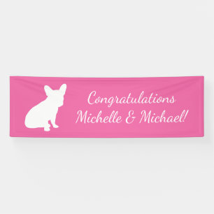 Banderoles Français Baby shower Buldog Français Rose
