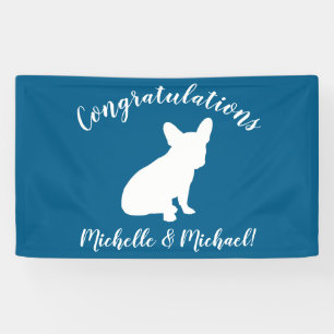 Banderoles Français Baby shower Bulldog Français Frenchie Blu