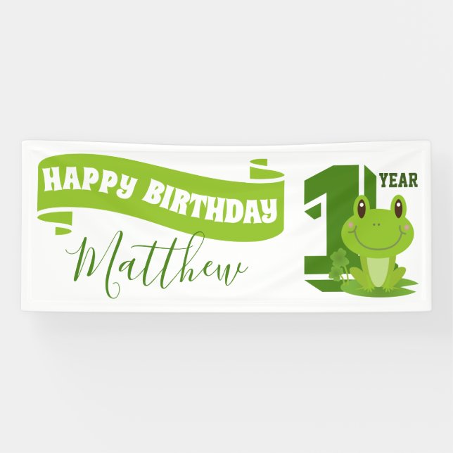 Banderoles Frog 1er anniversaire fête (Horizontal)