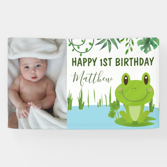 Banderoles Frog 1er anniversaire fête (Horizontal)