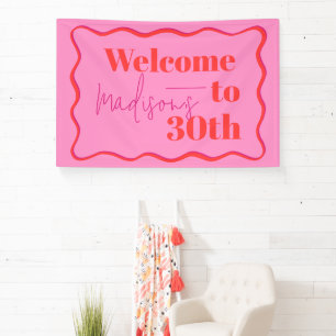 Banderoles Frontière rose et rouge Vague 30e anniversaire