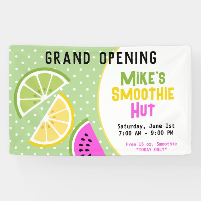 Banderoles Fruit Tropical Smoothie Business Grand Ouverture (Horizontal)