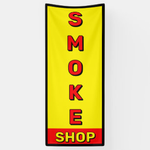 Banderoles Fumer Shop rouge jaune noir advert