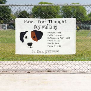 Banderoles Fun Chien marchant Chien Grooming Business