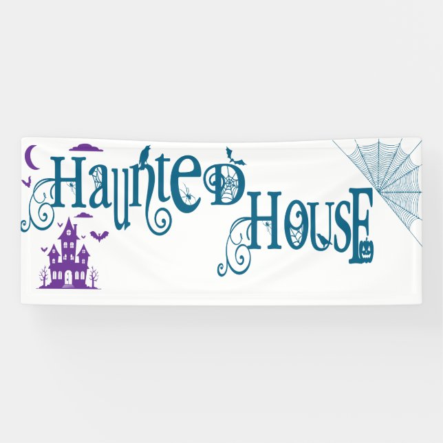 Banderoles Fun Halloween Maison hantée (Horizontal)