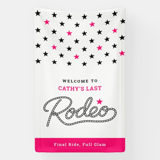 Banderoles Fun Hot Pink Her Last Rodeo Bachelorette Party (Verticale)