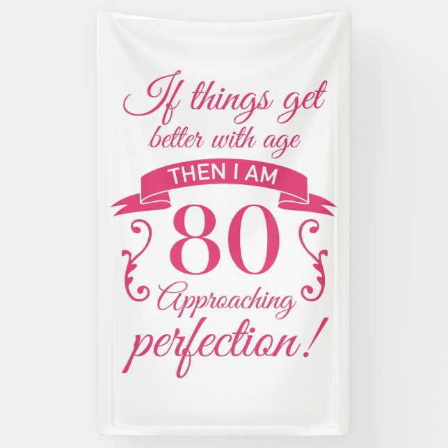 Banderoles Funny 80e anniversaire 'Perfection' (Vertical)