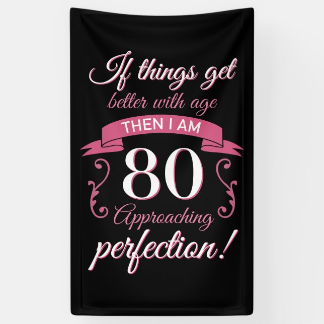 Banderoles Funny 80e anniversaire 'Perfection' (Vertical)