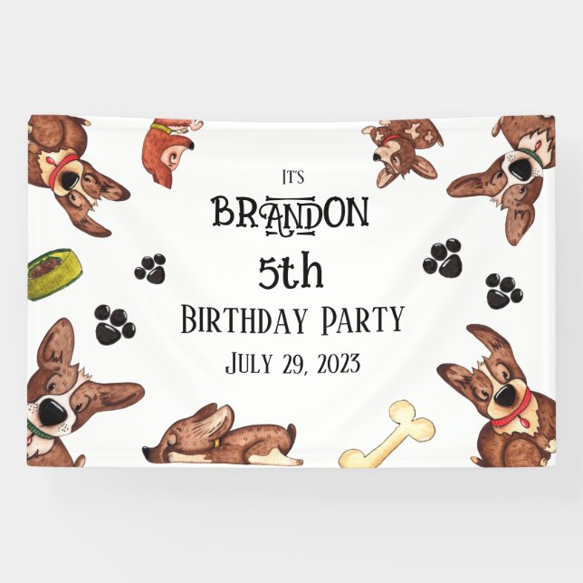 Banderoles Funny Anniversaire de enfant chiot (Horizontal)