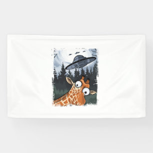 Banderoles Funny Giraffe UFO Zoo Animal Weird Meme Graphique 