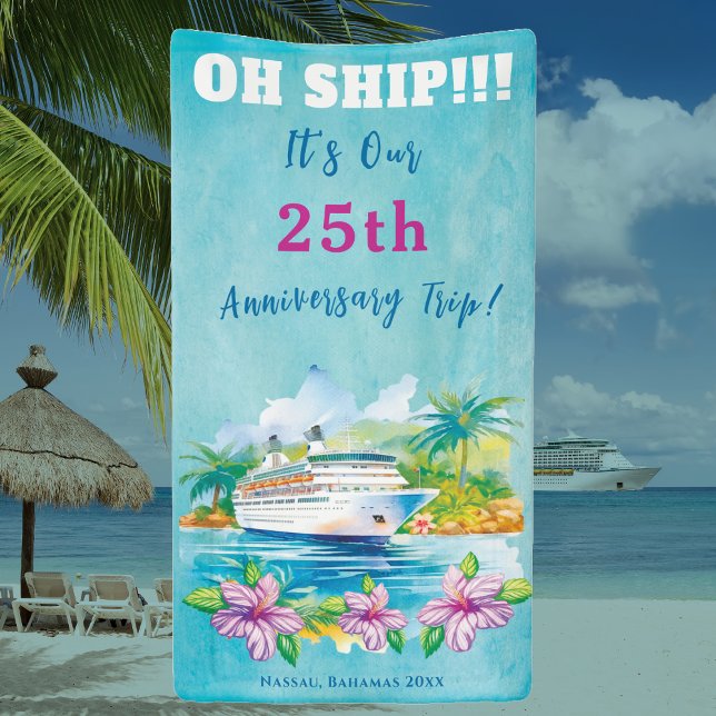 Banderoles Funny Island Beach Anniversaire de croisière Porte (Cruise Ship Door Decor - Celebrate a wedding anniversary or other special occasion. )