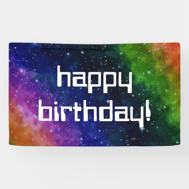 Banderoles Galaxie colorée fête d'anniversaire (Horizontal)