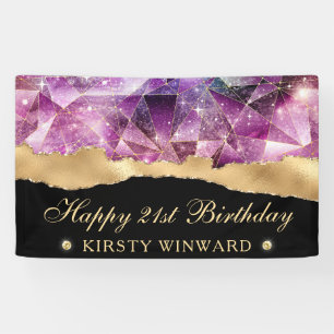 Banderoles Galaxie Cristal de Minuit Rose 21e Anniversaire