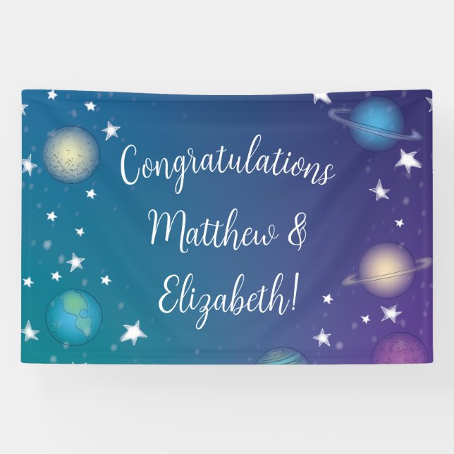 Banderoles Galaxie du Baby shower spatial (Horizontal)