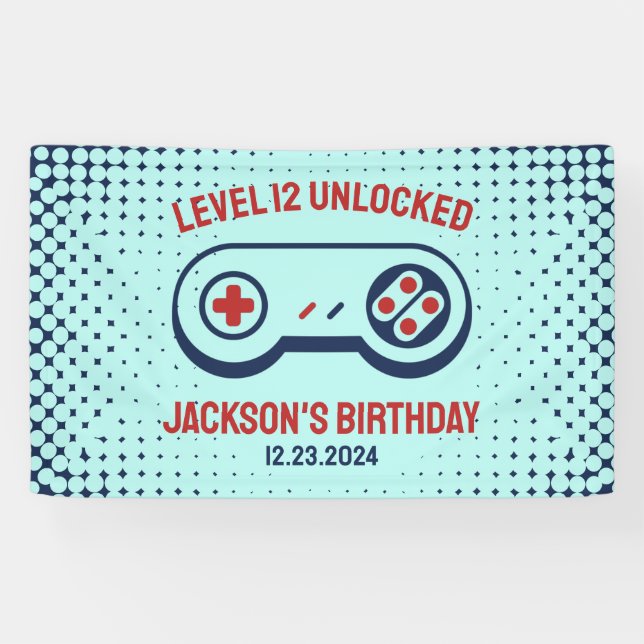 Banderoles Gamer Niveau de jeu vidéo déverrouillé Jeux Annive (Horizontal)