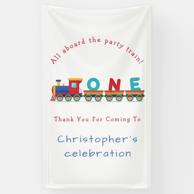 Banderoles Garçon 1er Anniversaire Train Chugga Chugga Choo C (Vertical)
