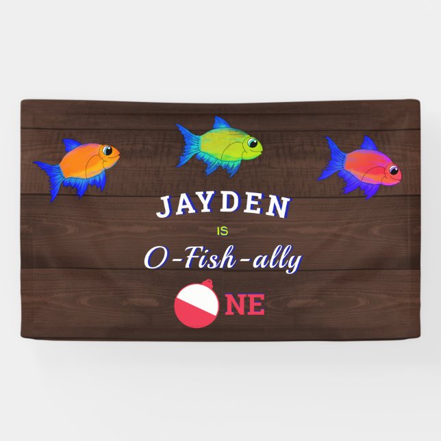 Banderoles Garçons 1er Anniversaire Petit Pêcheur O Fishally  (Horizontal)