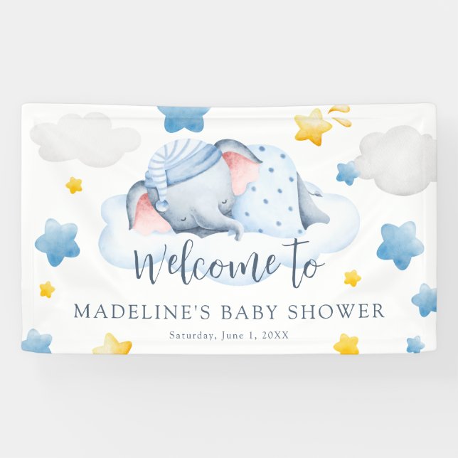 Banderoles Garçons bébé Baby shower éléphant (Horizontal)