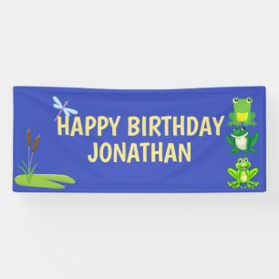 Banderoles Garçons personnalisés Grenouille Anniversaire Bleu