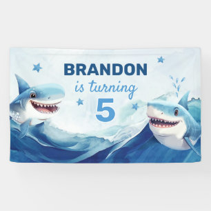 Banderoles Garçons sous l'océan marin requin 5e anniversaire