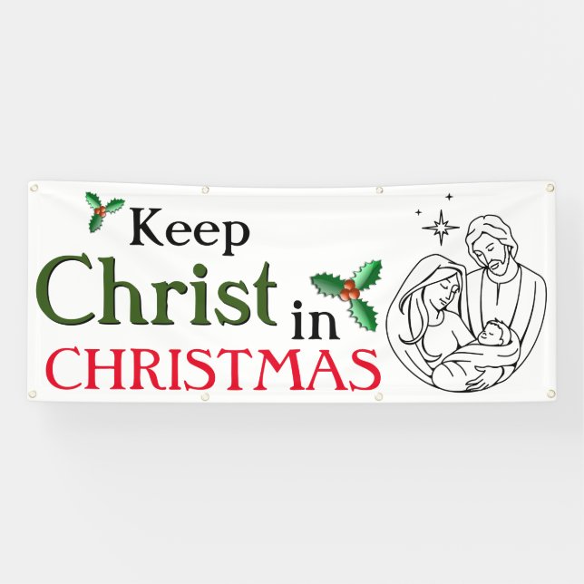 Banderoles Garder le Christ à Noël (Horizontal)