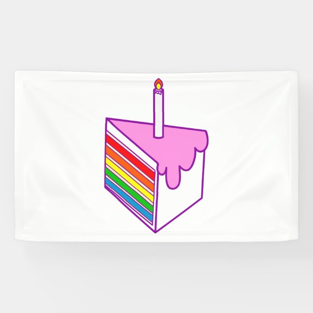 Banderoles gâteau arc-en-ciel d'anniversaire heureux (Horizontal)