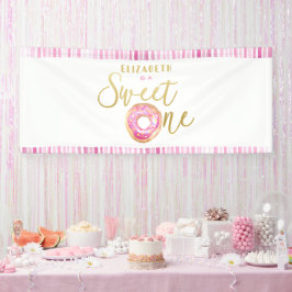 Banderoles Gâteau d'anniversaire Sweet One Donut Rose et Doré