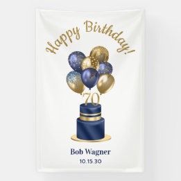 Banderoles Gâteau de ballons bleu marine pour 70e anniversair