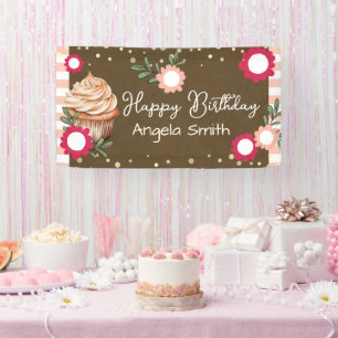 Banderoles Gâteau Floral Fille Bienvenue Anniversaire Papier