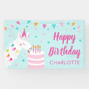 Banderoles Gâteau tout Llama amusant 4e anniversaire Aqua
