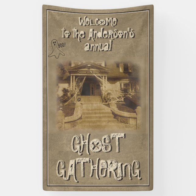 Banderoles Ghost Gathering Halloween Party (personnalisable) (Vertical)