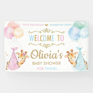 Banderoles Giraffe Twin Boy Girl Baby shower Accueil arrière-