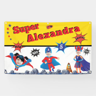 Banderoles Girl Superhero américain spécial cadeau d'annivers
