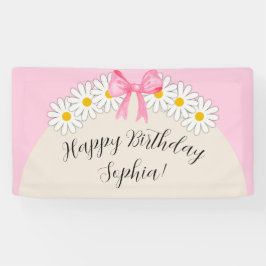 Banderoles Girl's Daisy Flower and Bow Birthday Banner