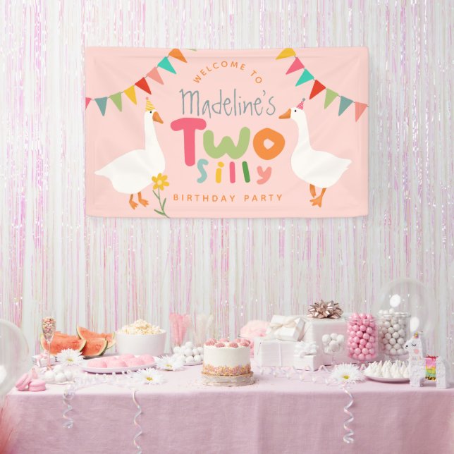 Banderoles Girls Two Silly Goose 2nd Birthday Welcome (Fête)